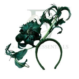 Emerald Green Peony Feather Fascinator